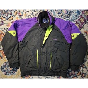 Vintage FOX POINT Retro Colors Snowmobile Winter Ski Coat Jacket Mens Large Tall